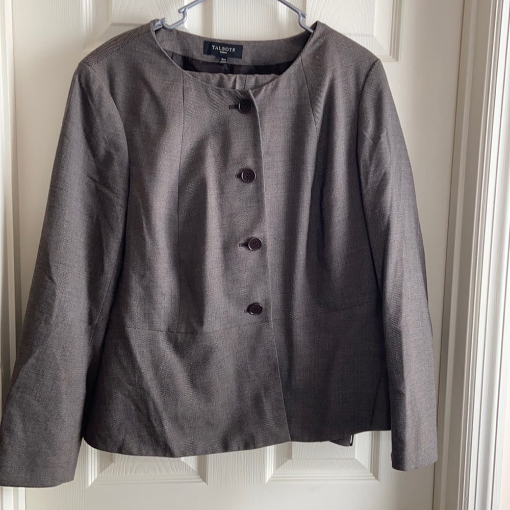 Talbots Pantsuit- Brown Tweed Misses 16 Pants and 16W Jacket - great shape